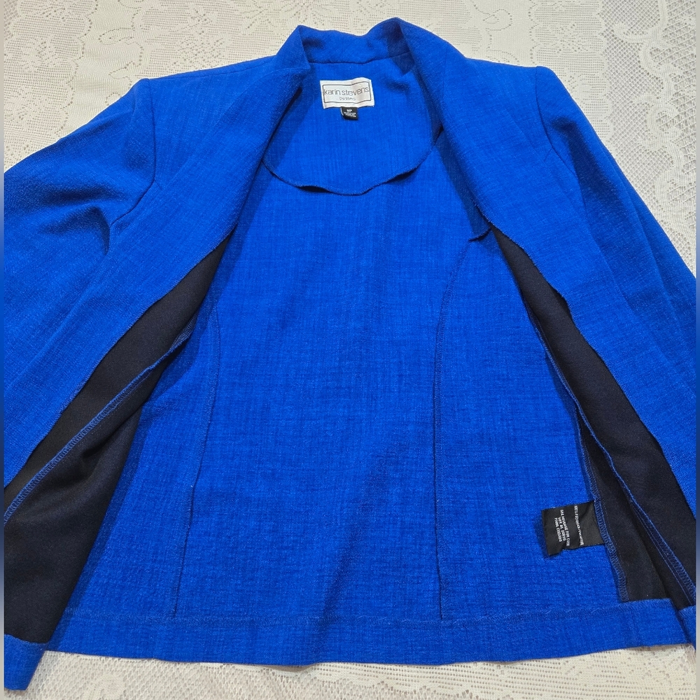 Karin Stevens Vibrant Blue Blazer Sz 8P 100% Polyester - Picture 4 of 9